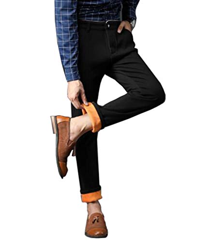Rengzun Jeanshose mit Flanell-Futter Herren Stretch Straight Leg Thermojeans Warm Winterhose Winterjeans Freizeit Thermohose von Rengzun