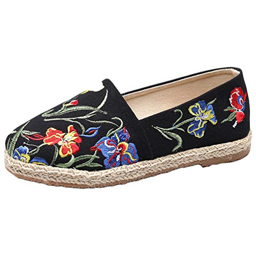 Rengzun Leinen Espadrilles Damen Stickerei Atmungsaktiv Slip-on Flache Schuhe Freizeitschuhe Outdoor Segeltuchschuhe Flatschuhe Rengzun Leinen Espadrilles Damen Stickerei Atmungsaktiv Slip-on Flache Schuhe Freizeitschuhe Outdoor Segeltuchschuhe Flatschuhe von Rengzun