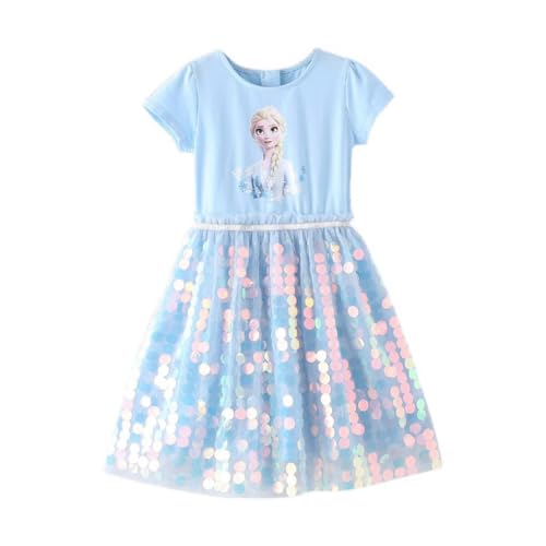 Renholin Kleider Shine Sommer Kleid Kurzarm Gefrorene Eiskönigin Prinzessin EIS Prinzessin Mädchen Kinder Party Rock von Renholin