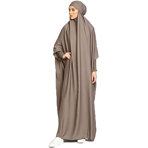 Renholin Frauen Muslimisches Kleid EIN Stück Gebetskleid für Frauen Abaya Islamischer Naher Osten Dubai Türkei Maxi Abaya Kaftan mit Hijab Kleid Volle Abdeckung Kleid von Renholin
