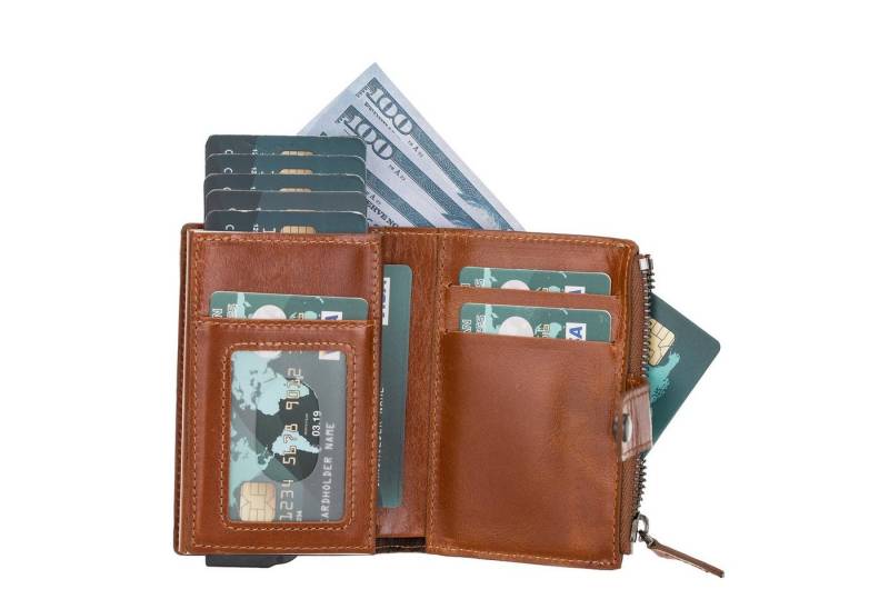 Renna Leather Geldbörse Geldbörse mit Mechanismus Münzfach Geldscheinfach von Renna Leather