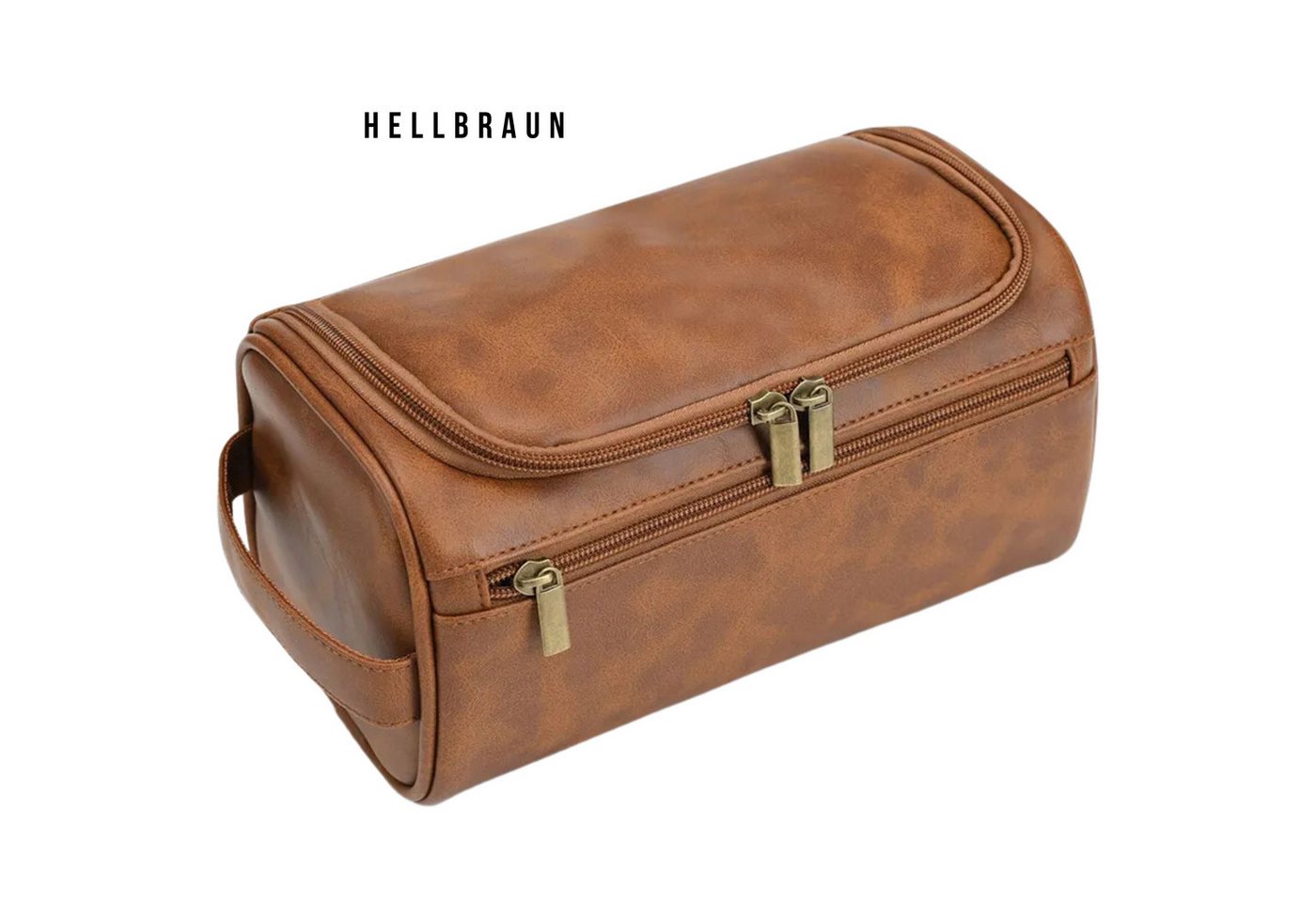 Renna Leather Kulturbeutel Kulturbeutel Leder Kosmetiktasche mit 2 Fächern für Reise von Renna Leather