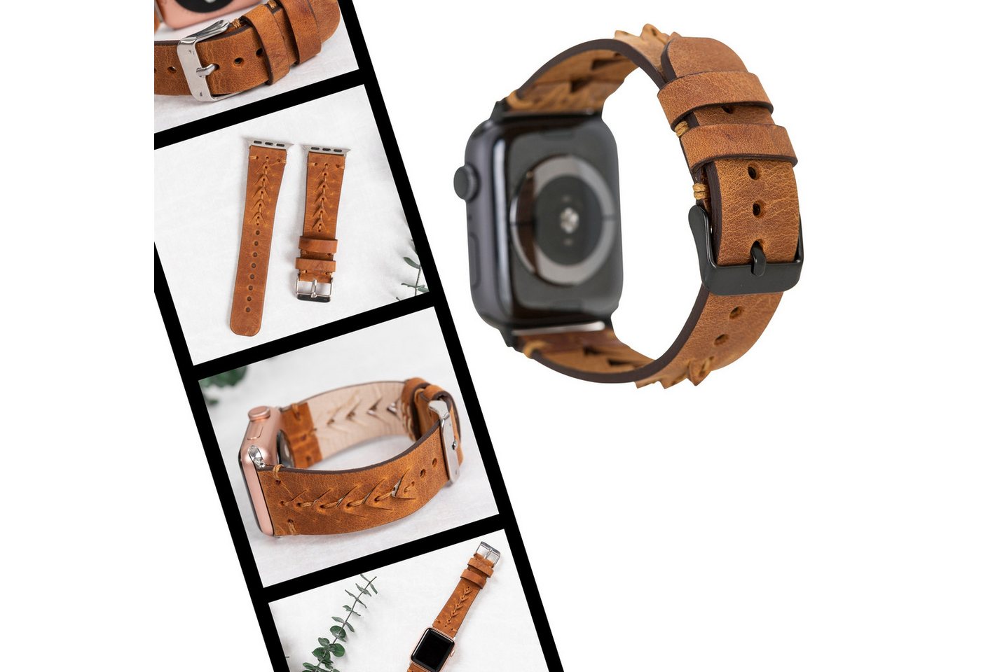 Renna Leather Smartwatch-Armband Apple Watch Band für Series 10 / Ultra/9/SE/8-1 Echtleder Armband von Renna Leather