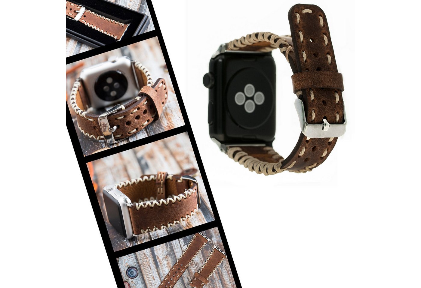 Renna Leather Smartwatch-Armband Apple Watch Band für Series 10 / Ultra/9/SE/8-1 Echtleder Armband von Renna Leather