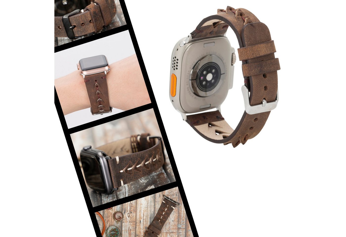 Renna Leather Smartwatch-Armband Apple Watch Band für Series 10 / Ultra/9/SE/8-1 Echtleder Armband von Renna Leather