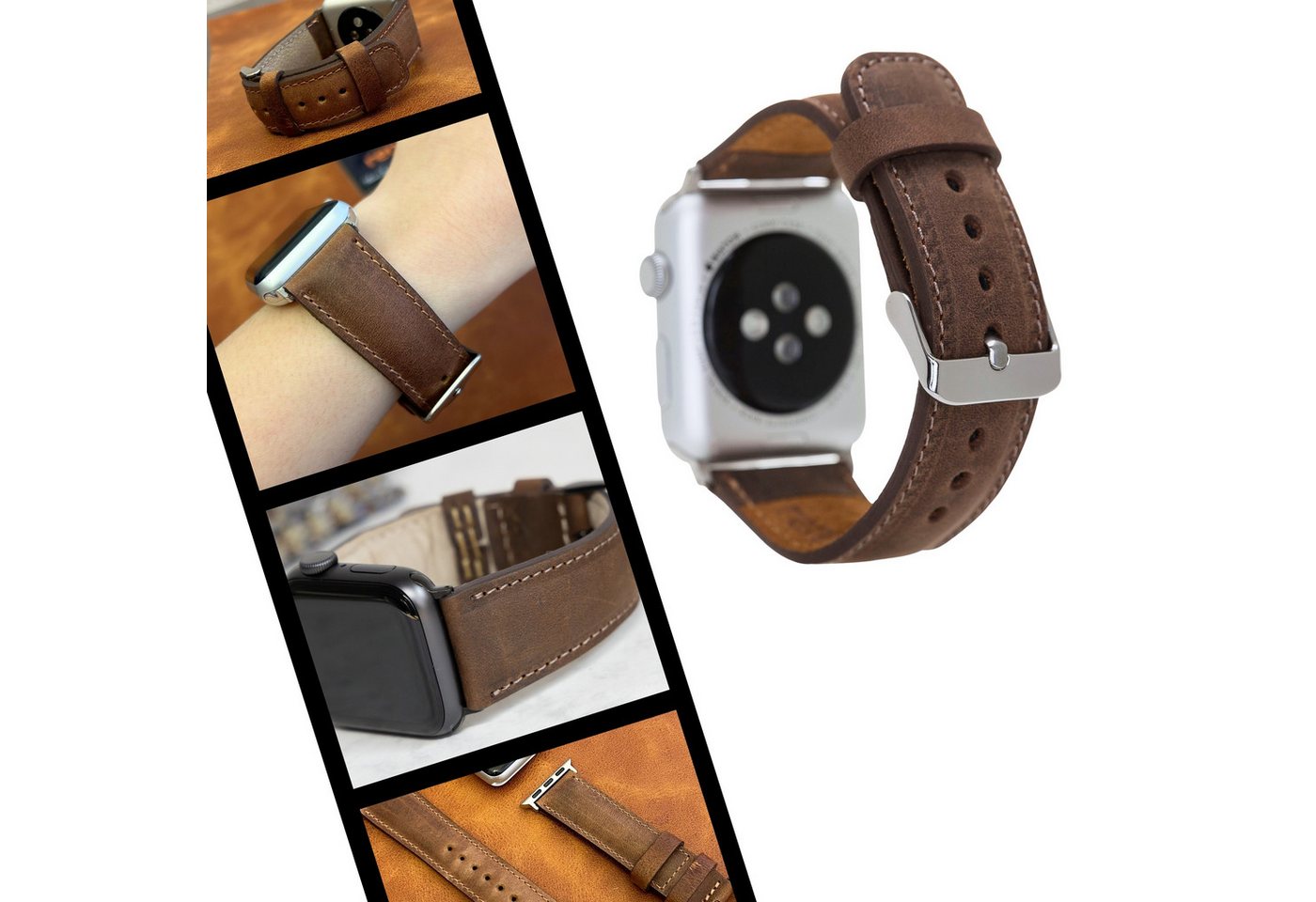 Renna Leather Smartwatch-Armband Apple Watch Band für Series 11/10 / Ultra/9/SE/8-1 Echtleder Armband von Renna Leather