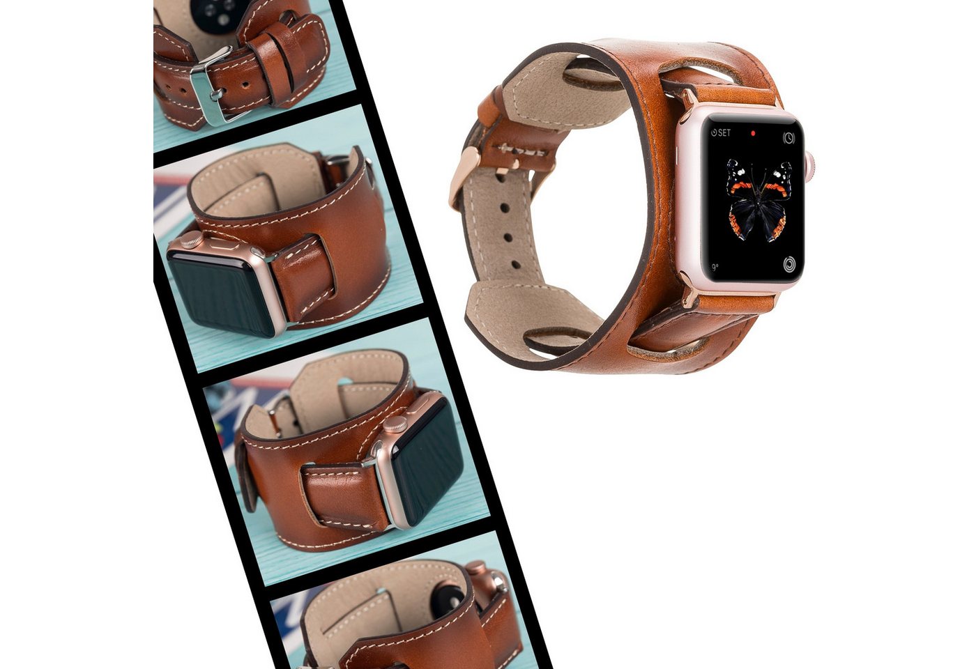 Renna Leather Smartwatch-Armband Apple Watch Band für Series 11/10 / Ultra/9/SE/8-1 Echtleder Armband von Renna Leather