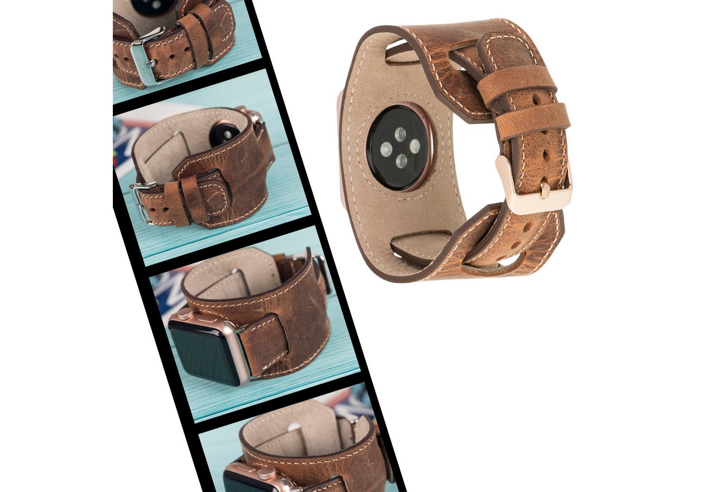 Renna Leather Smartwatch-Armband Apple Watch Band für Series 11/10 / Ultra/9/SE/8-1 Echtleder Armband von Renna Leather