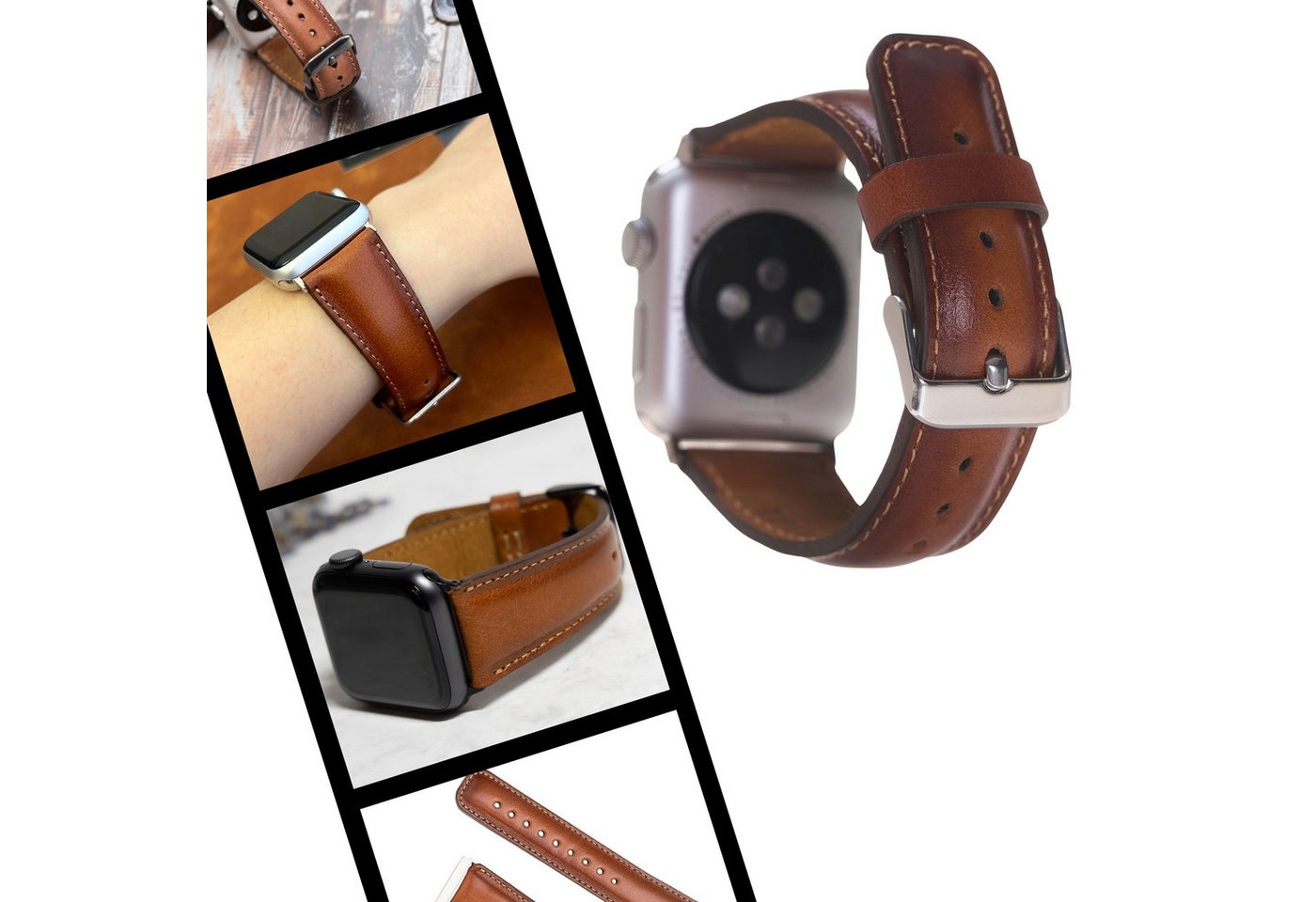 Renna Leather Smartwatch-Armband Apple Watch Band für Series 11/10 / Ultra/9/SE/8-1 Echtleder Armband von Renna Leather