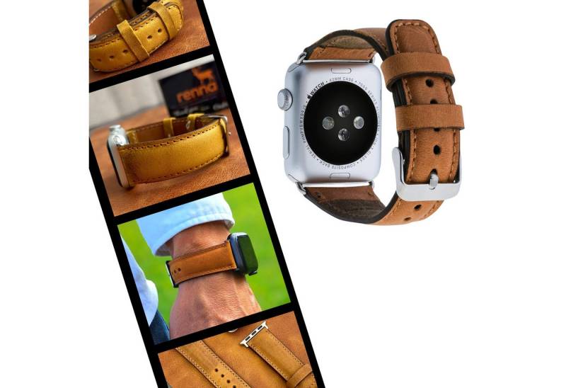 Renna Leather Smartwatch-Armband Apple Watch Band für Series 11/10 / Ultra/9/SE/8-1 Echtleder Armband von Renna Leather