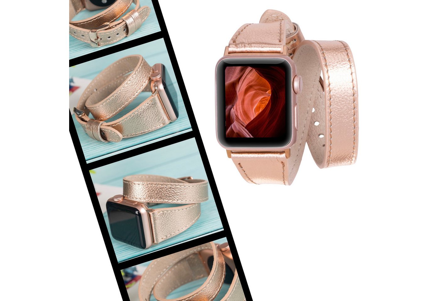 Renna Leather Smartwatch-Armband Apple Watch Band für Series 11/10 / Ultra/9/SE/8-1 Echtleder Armband von Renna Leather