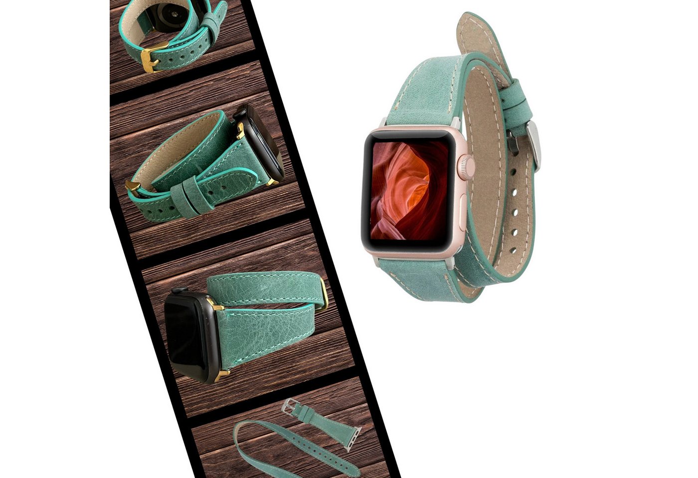 Renna Leather Smartwatch-Armband Apple Watch Band für Series 11/10 / Ultra/9/SE/8-1 Echtleder Armband von Renna Leather