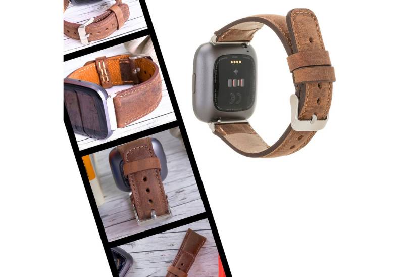 Renna Leather Smartwatch-Armband Echtleder Armband für Fitbit Versa 4 / 3 / Sense 2 / Sense von Renna Leather