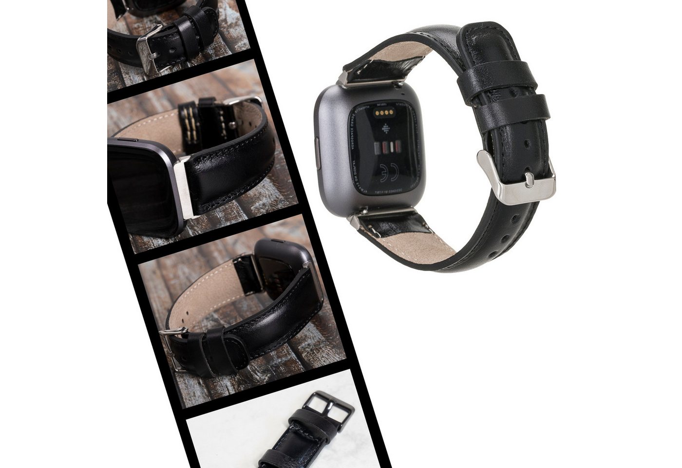Renna Leather Smartwatch-Armband Echtleder Armband für Fitbit Versa 4 / 3 / Sense 2 / Sense von Renna Leather