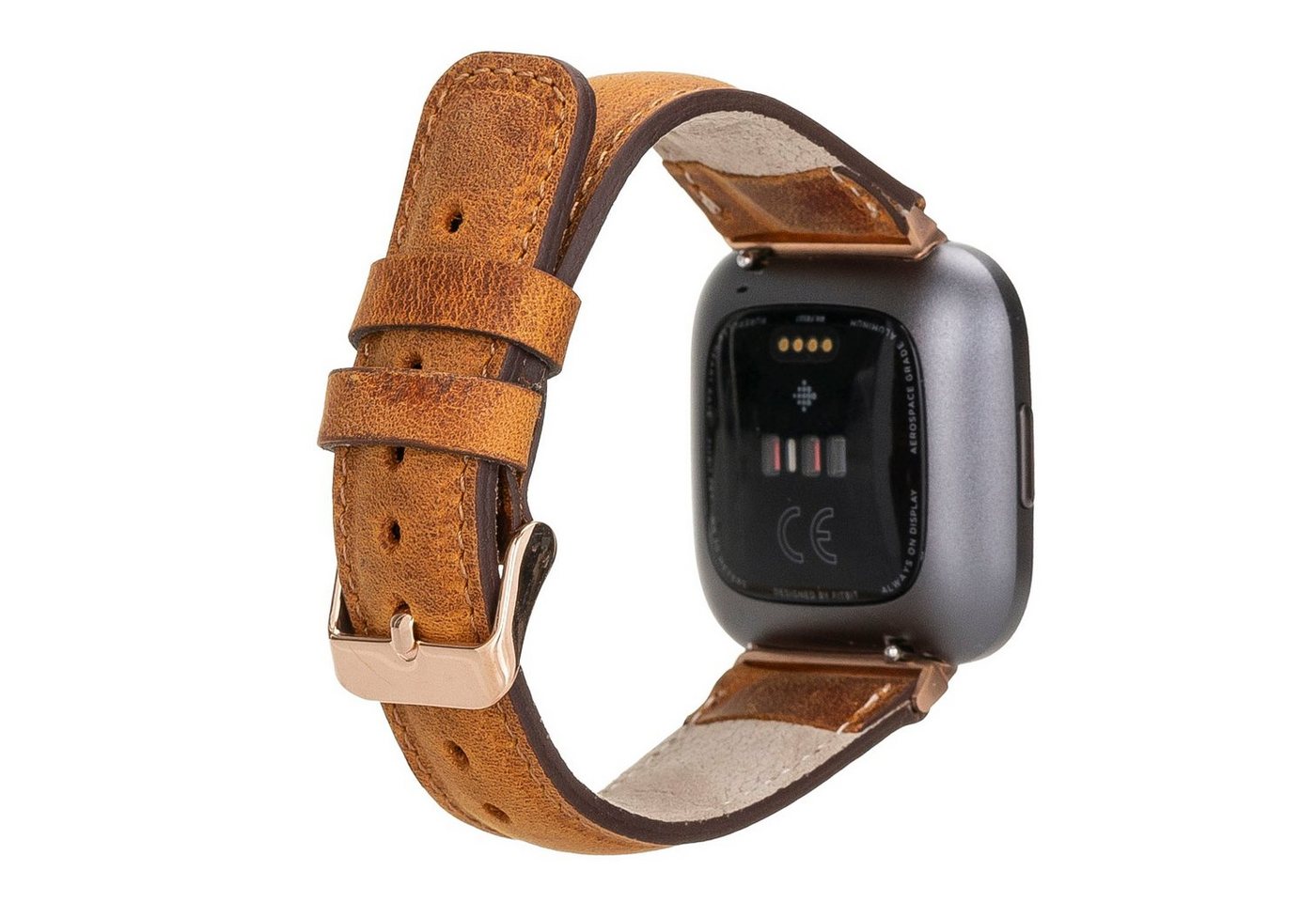 Renna Leather Smartwatch-Armband Fitbit Versa 4 / 3 / Sense & 2 Armband Echtes Leder Ersatzarmband von Renna Leather