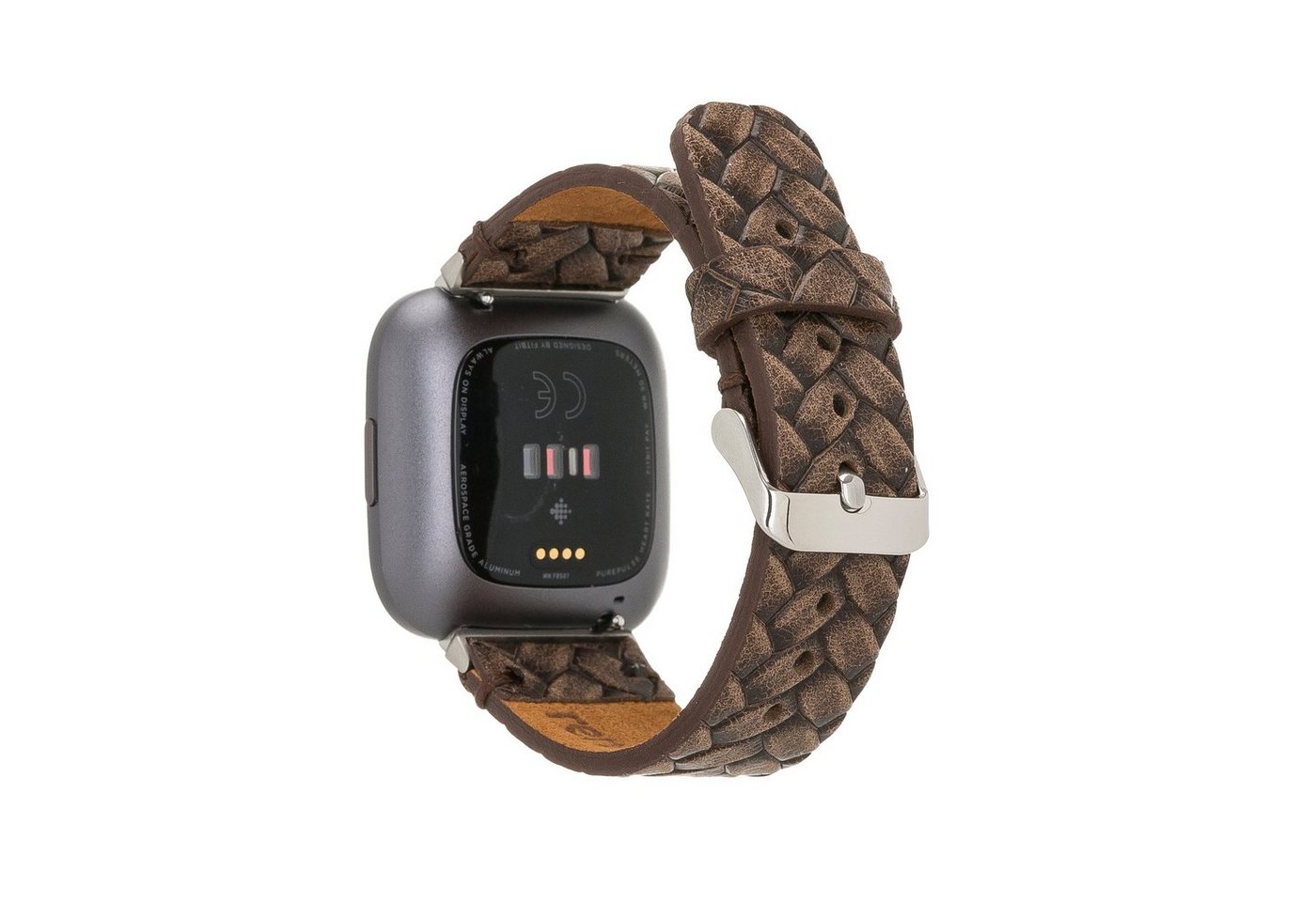 Renna Leather Smartwatch-Armband Fitbit Versa 4 / 3 / Sense & 2 Armband Echtes Leder Ersatzarmband von Renna Leather