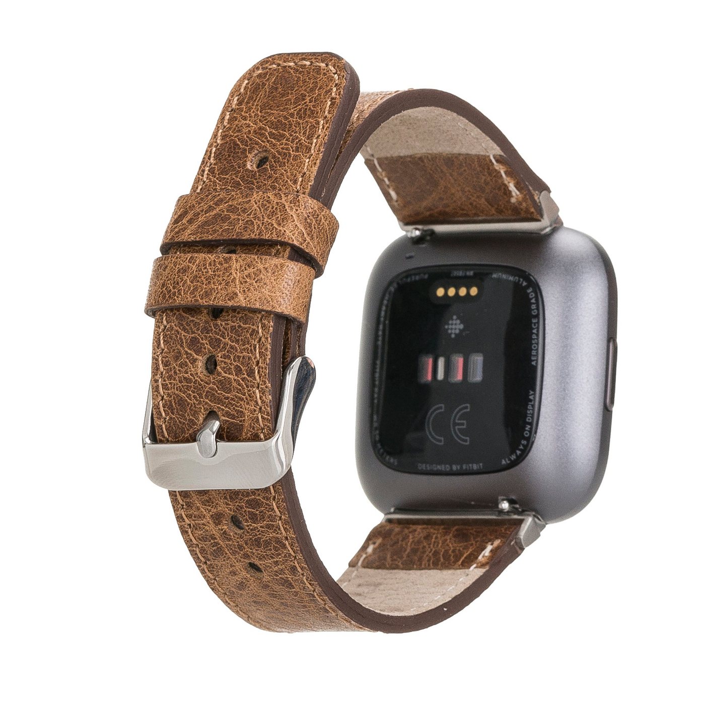 Renna Leather Smartwatch-Armband Fitbit Versa 4 / 3 / Sense & 2 Armband Echtes Leder Ersatzarmband von Renna Leather