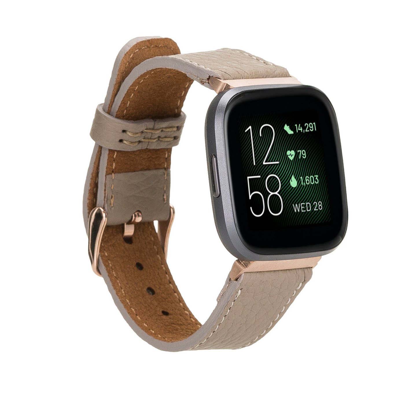 Renna Leather Smartwatch-Armband Fitbit Versa 4 / 3 / Sense & 2 Armband Echtes Leder Ersatzarmband von Renna Leather