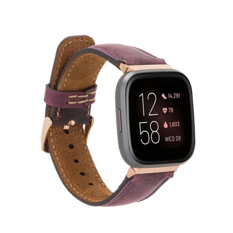 Renna Leather Smartwatch-Armband Fitbit Versa 4 / 3 / Sense & 2 Armband Echtes Leder Ersatzarmband von Renna Leather