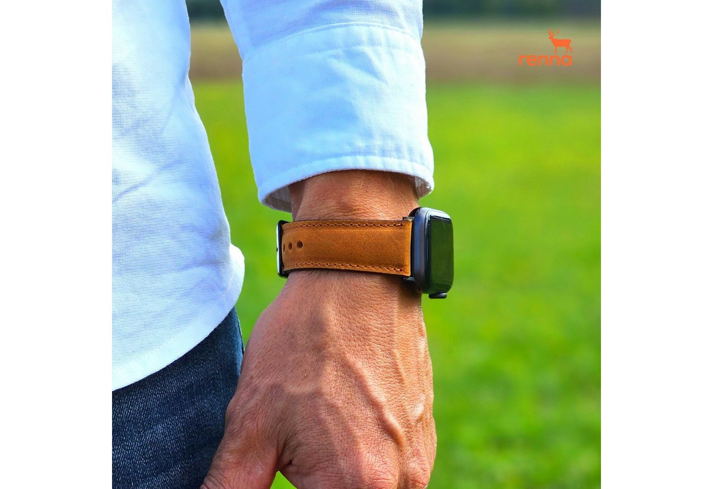 Renna Leather Smartwatch-Armband Samsung Galaxy 6 / 5 Echtes Leder Armband von Renna Leather