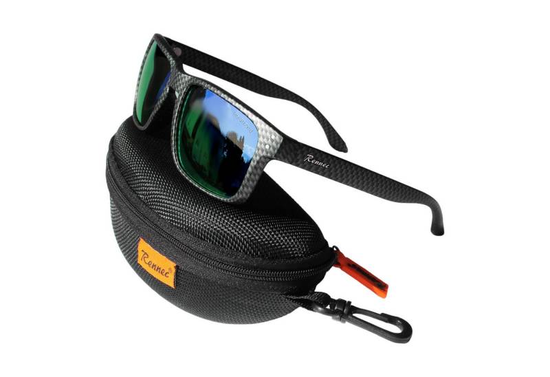 Rennec Sonnenbrille (Herren Brille mit Hardcase und Brillenbeutel) Polarisierte Gläser, Edelstahl Gelenke, Carbon Kevlar Look von Rennec