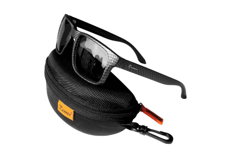 Rennec Sonnenbrille (Herren Brille mit Hardcase und Brillenbeutel) Polarisierte Gläser, Edelstahl Gelenke, Carbon Kevlar Look von Rennec
