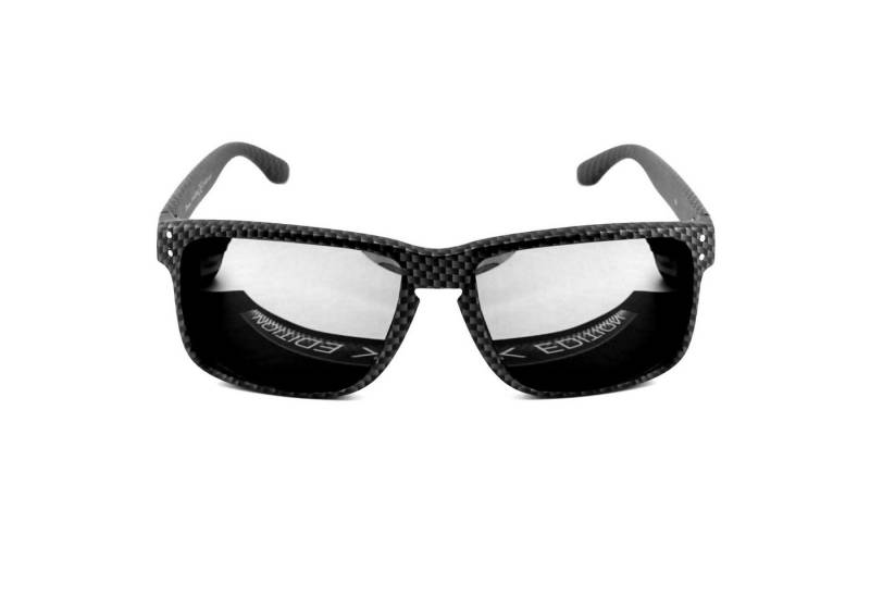 Rennec Sonnenbrille (Herren Motorsport Brille mit Brillenbeutel) Brille in Carbon Optik stabile Gelenke und Silber Verspiegelte Gläser von Rennec