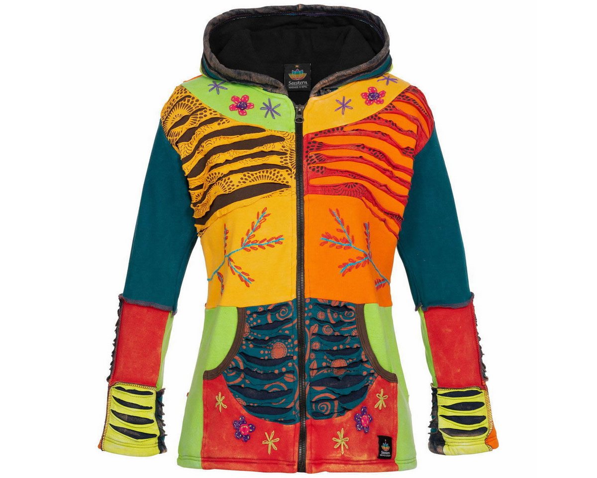 RennerXXL Fleecejacke Ankerglut Nepalliebe Damen Patchwork Jacke - Handarbeit RennerXXL Fleecejacke Ankerglut Nepalliebe Damen Patchwork Jacke - Handarbeit von RennerXXL