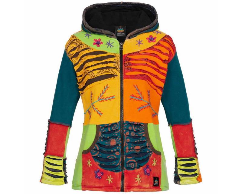 RennerXXL Fleecejacke Ankerglut Nepalliebe Damen Patchwork Jacke - Handarbeit von RennerXXL