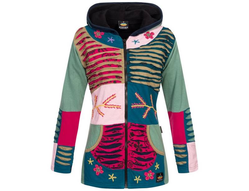 RennerXXL Fleecejacke Ankerglut Nepalliebe Damen Patchwork Jacke - Handarbeit von RennerXXL
