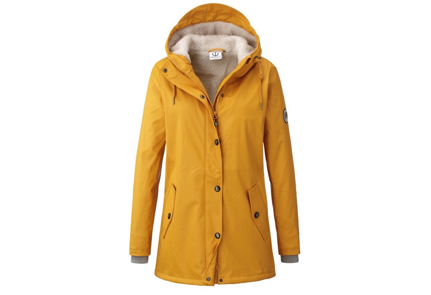 ankerglut Funktionsjacke Ankerglut Heldin Damen Winter Regenjacke Friesennerz große Größen Wasserdichter Winter-Regenmantel mit Teddyfleece-Futter von ankerglut