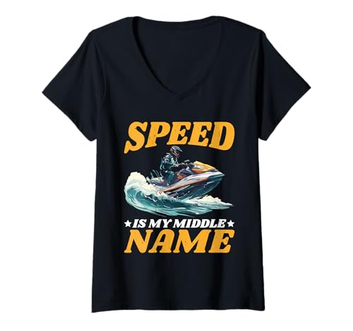 Damen Speed is My Middle Name Fahrer Rennfahrer Fahren - T-Shirt mit V-Ausschnitt Damen Speed is My Middle Name Fahrer Rennfahrer Fahren - T-Shirt mit V-Ausschnitt von Rennfahrer Adrenalinauto Sportleben