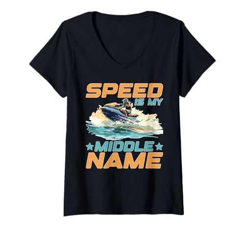 Damen Speed is My Middle Name Fahrer Rennfahrer Fahren T-Shirt mit V-Ausschnitt Damen Speed is My Middle Name Fahrer Rennfahrer Fahren T-Shirt mit V-Ausschnitt von Rennfahrer Adrenalinauto Sportleben