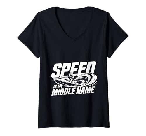 Damen Speed is My Middle Name Fahrer Rennfahrer Fahren - T-Shirt mit V-Ausschnitt Damen Speed is My Middle Name Fahrer Rennfahrer Fahren - T-Shirt mit V-Ausschnitt von Rennfahrer Adrenalinauto Sportleben