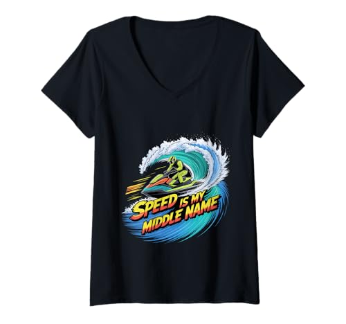 Damen Speed is My Middle Name Fahrer Rennfahrer Fahren - T-Shirt mit V-Ausschnitt Damen Speed is My Middle Name Fahrer Rennfahrer Fahren - T-Shirt mit V-Ausschnitt von Rennfahrer Adrenalinauto Sportleben