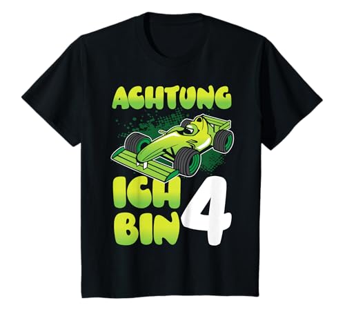 Kinder Geburtstag T-Shirt 4 Jahre Rennauto Rennfahrer 4. Geburtstag T-Shirt von Rennwagen Kinder T-Shirts zum 4. Geburtstag Junge