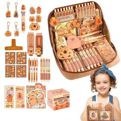 Renopfect Capybara Bleistifte, Wasserschwein Notizbuch, Großzügige Aufbewahrungstasche Mit 12 Fächern Niedliche Etui-Deko-Accessoires Für Damen Kinder Büro Geburtstag Abschluss von Renopfect