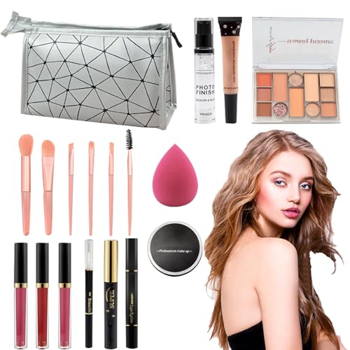 Renopfect Komplettes Make-up-Set, Make-up-Set für Anfänger, Komplettes Make-up-Set inklusive Lidschatten-Lippenstift-Aufbewahrungstasche, Spiegeln, Komplettset, 18-teiliges Make-up-Set, Kosmetikset von Renopfect
