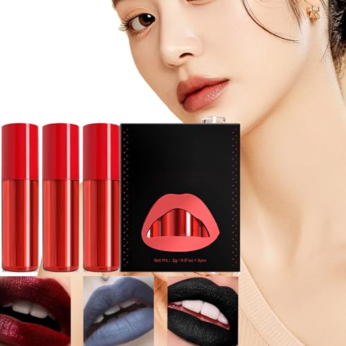 Renopfect Lippenstift-Sets für Frauen,Mattes Lippenstift-Set, 3 Stück Mattflüssiger Lippenstift Matter Lipgloss, Coloful Liquid Lipstick Set Make-up Lipgloss für Erwachsene Frauen von Renopfect