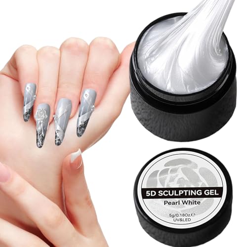Renopfect Modelliergel Für Nägel | Perlmutt Weiß 3D Modelliergel Zur Nageldekoration - Langanhaltende Maniküre Dekorationskleber Für Skulptur Blumenmodellierung | Für Fingernagelverlängerung Schönheit von Renopfect
