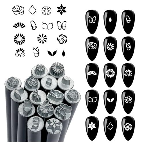 Renopfect Nagelstempel | 15 Stück Nagelprägstifte,Muster-Set Mit Verschiedenen Designs Maniküre Zubehör Für Frauen Und Mädchen von Renopfect