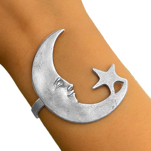 Renopfect Stern Mond Armband Für Damen,Mond Und Stern Muster Offenes Armband | Romantischer Modeschmuck Für Geburtstage Jahrestage Valentinstag Muttertag Und Feiertag von Renopfect