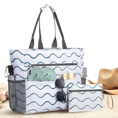 Renopfect taschen Für Damen | Schwimmbad tasche Mit Münzgeldbeutel - Wasserdichte Outdoor Falttasche Mit Reißverschluss Für Reisen Camping Urlaub Picknick Beruf Pendeln Wandern von Renopfect