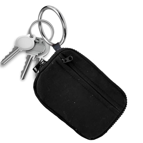 Schlüsselanhänger Geldbörse Für Damen,Multifunktion Reißverschluss-Wechseltasche, Kartenetui Mit Reißverschluss Und Ausweisfenster, Wasserdichtes Nylon-Schlüsselanhänger-Geldbörse Zum Einkaufen,Reisen von Renopfect