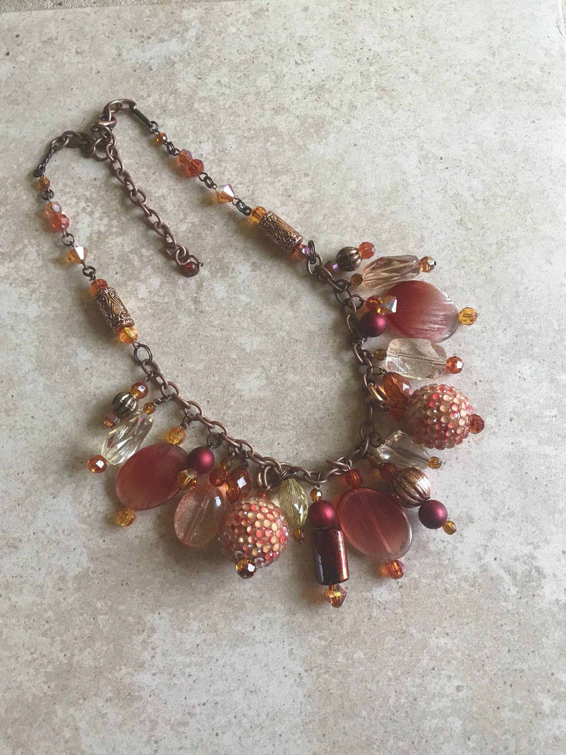 Chunky Orange Statement Kette Woth Recycelte Perlen Und Chunky Orange Statement Kette Woth Recycelte Perlen Und von RenovatedRETRO