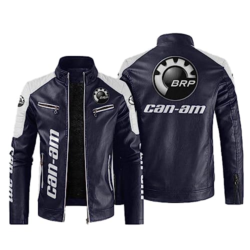 Renta Ubergangsjacke Herren, Can-am Lederjacke Herren Motorrad, Lederjacke Herren Gefüttert Winter-Navy||5XL von Renta