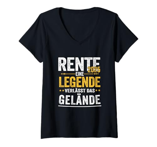 Damen T-Shirt with German Text Eine Legende verlässt das Gelände T-Shirt mit V-Ausschnitt Damen T-Shirt with German Text Eine Legende verlässt das Gelände T-Shirt mit V-Ausschnitt von Rente 2025 Eine Legende verlässt das Gelände