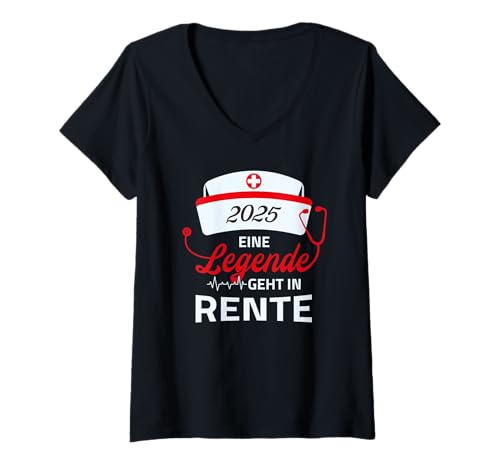 Damen Rentner Legende in Rente 2025 Ruhestand Krankenschwester T-Shirt mit V-Ausschnitt Damen Rentner Legende in Rente 2025 Ruhestand Krankenschwester T-Shirt mit V-Ausschnitt von Rente 2025 Endlich Altenpflegerin Rentnerin