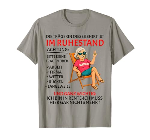 Rente Pension Ruhestand lustiges Frauen Rentner T-Shirt Rente Pension Ruhestand lustiges Frauen Rentner T-Shirt von Rente Alterszeit Geschenk für Frau mit Humor