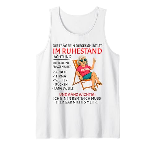 Rente Pension Ruhestand lustiges Frauen Rentner Tank Top Rente Pension Ruhestand lustiges Frauen Rentner Tank Top von Rente Alterszeit Geschenk für Frau mit Humor